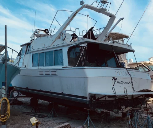 Professional boat removal service in action