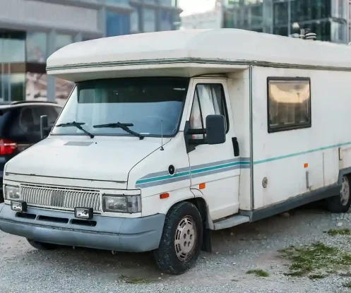 Motorhome being removed as part of a free RV removal service.